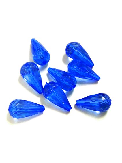 Plastový korálek, slza, hruška, barva tmavě modrá, 21x11mm, 20ks/bal.