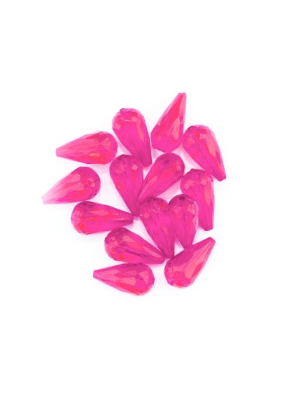 Plastový korálek, slza, hruška, barva tmavě růžová, 21x11mm, 20ks/bal.