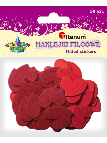 Samolepky filc., SRDCE, 2 barvy, 3x2.5cm, 50ks/bal.