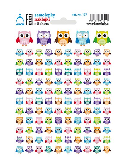 Samolepky, sovičky, 12x17cm, 1 arch