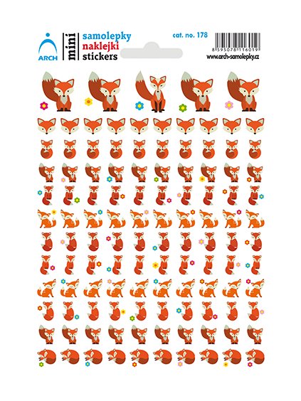 Samolepky, lištičky, 12x17cm, 1 arch