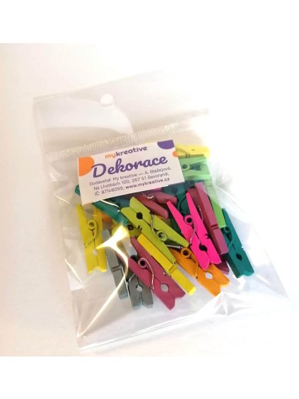 Dřevěné kolíčky, mix barev, 25mm, 25ks/bal.