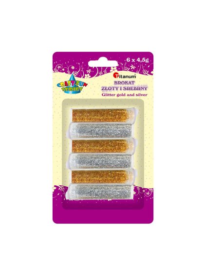 Třpytky 6x4,5g, zlatá/stříbrná, 1 bal.