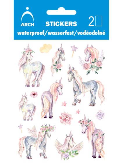 Voděodolné samolepky-JEDNOROŽCI 01, 17 x 24,5 cm, 1 arch