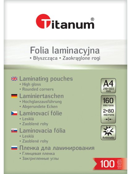 Laminovací fólie, A4, transparent., 160mic, 100ks/bal.