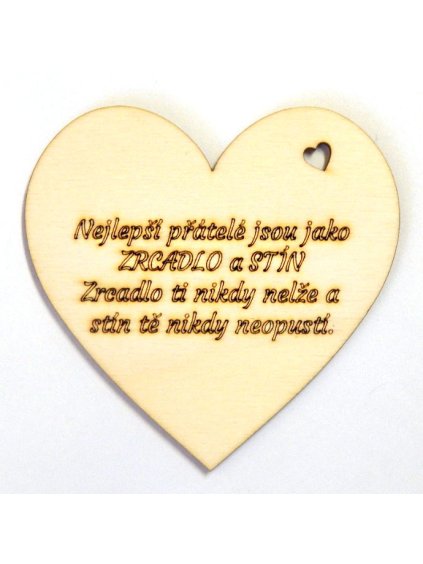 Dřevěné výřezy, srdíčko s nápisem, 8 cm, Nejlepší přátelé..., 1ks