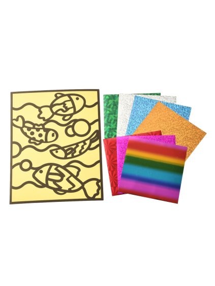 Samolepící předloha - Ryby + 7 barevných fólií, 1 bal.