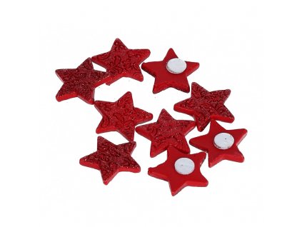 Červená hvězda - samolepící, 3cm, 9ks/bal.