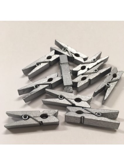 Dřevěné kolíčky, stříbrné, 3,5 cm, 10ks/bal.