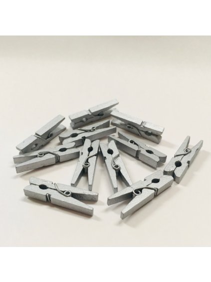 Dřevěné kolíčky, stříbrná, 3cm, 10ks/bal.