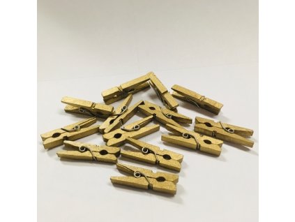 8s30zl/10ks - Dřevěné kolíčky, zlaté, 30 mm