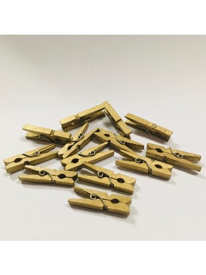 Dřevěné kolíčky, zlaté, 30 mm, 10ks/bal.