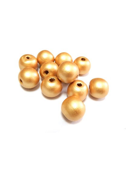 Korálky dřevĚNÉ, ZLATÉ, 20 mm, 10 ks/bal.