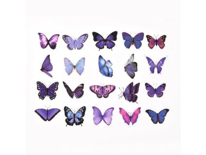 F091-01A, 3D samolepky, motýl, fialová, 40ks