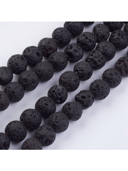 Přírodní lávový korálek, návlěk, černý, 8mm, cca49ks