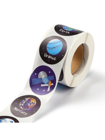 Samolepky na pásce, KRESLENÉ PLANETY, 38 mm, 500ks/role