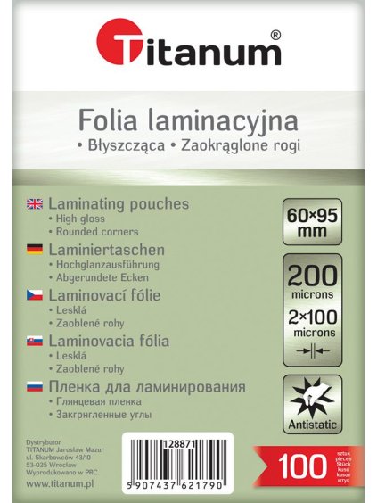 Laminovací fólie, 6x9,5 cm, transparent., 200mic, 100ks/bal.