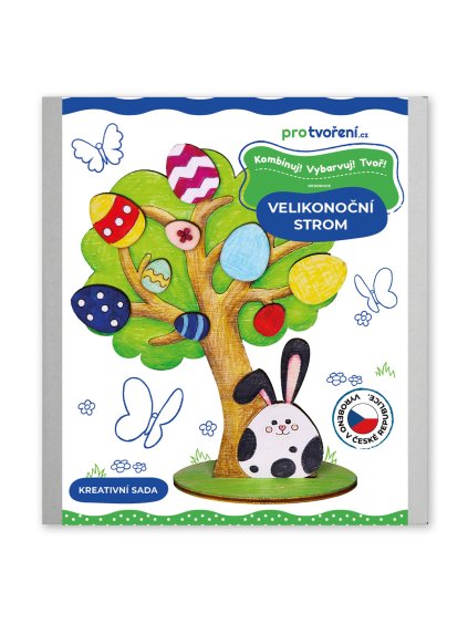 Tvořivá sada k dotvoření jarní velikonoční dekorace – strom s vajíčky