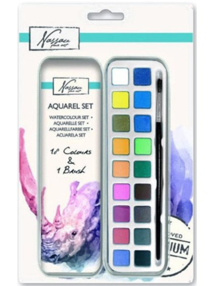Akvarelový set 18 barev 1 štětec