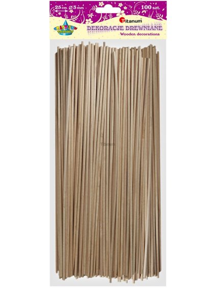 Špejle dřevěné, 25 cm x 3 mm, 100 ks/bal.