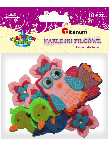 Samolepky filc., sovičky mix, 10ks/bal.