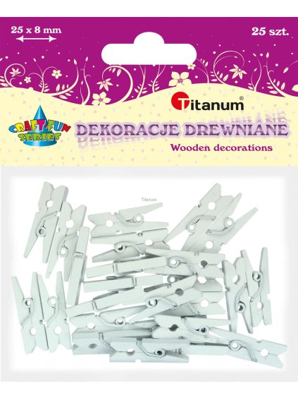 Dřevěné kolíčky, BÍLÉ, 25 ks