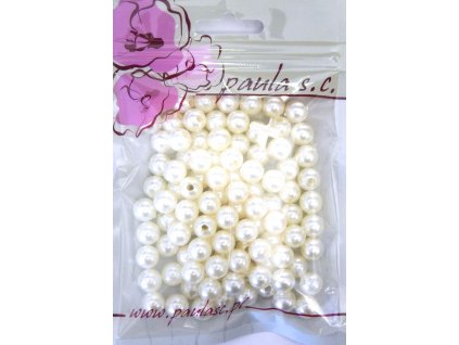 KP16, Plast. korálky, perleť vanila-10mm, 1 bal.