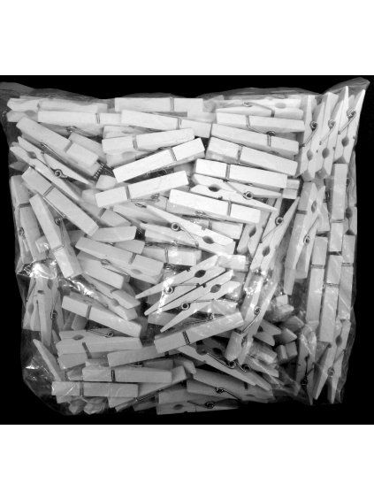 Dřev. kolíčky, BÍLÉ, 4,5cm,cca 190ks/bal.