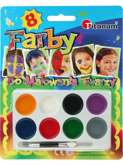 Barvy na obličej, 8ks+aplikátor/ sada