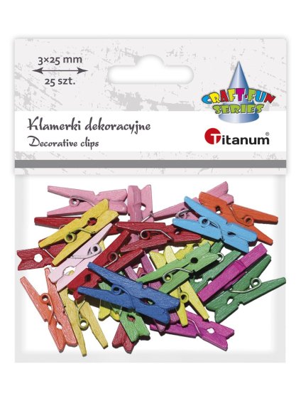 Dřev. kolíčky, 3x25mm, mix barev, 25ks/bal.