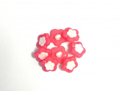 GU153, Plastový knoflík, růžová kytička, 15 mm / 1 kus