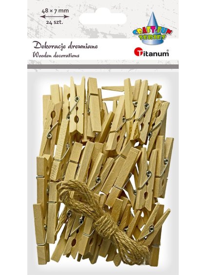 Dřevěné kolíčky, PŘÍRODNÍ, 7 x 48 mm, 24 ks/bal.