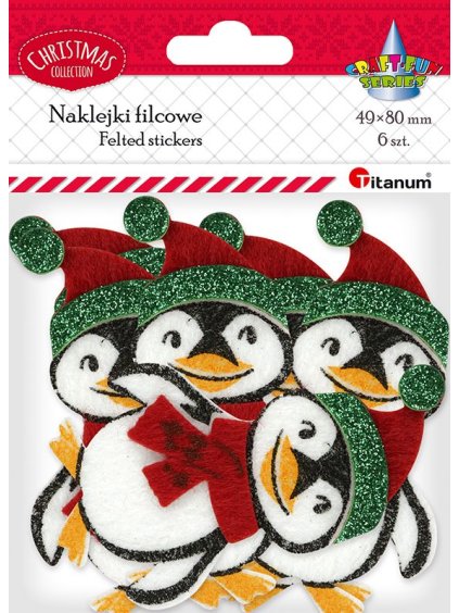 Samolepky filc., tučňáci, 4,9x8cm, 6ks/bal