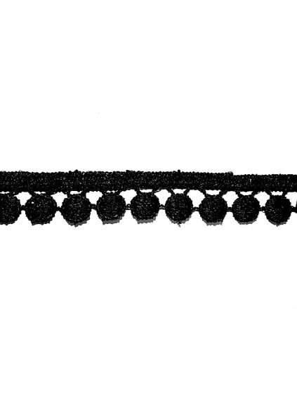 Pevná krajka, 13 mm, černá, balení po 10m