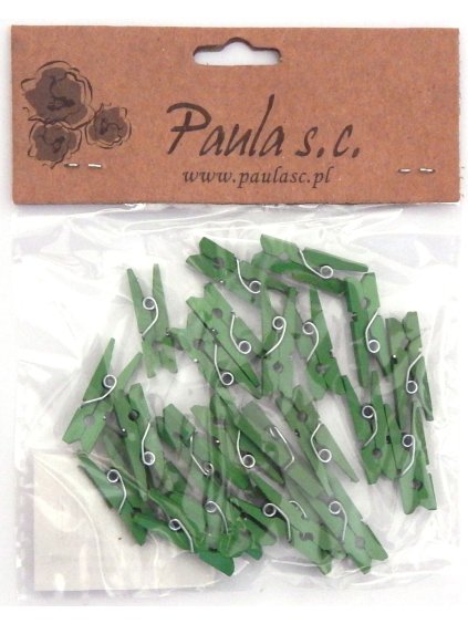 Dřevěné kolíčky, zelené, 2,5 cm, 24ks/bal.