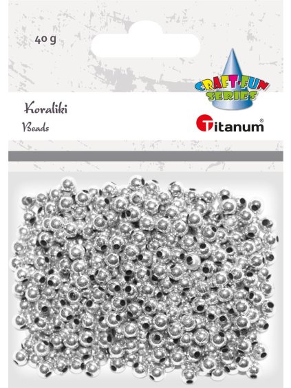 Plast. korálky, stříbrné, 5mm, 40g