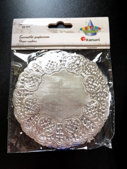 Papírové podtácky, stříbrné, průměr 11,5cm, 35ks/bal.