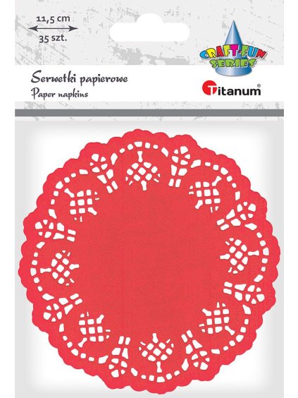 Papírové podtácky, červené, průměr 11,5cm, 35ks/bal.