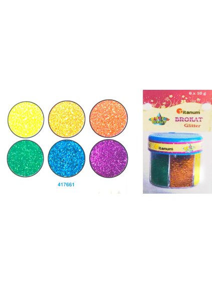 Glitry, sypké, v dóze, 6 barev, 6x10 g/bal.