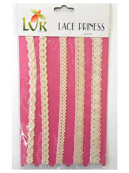 Pevná krajka, sada, 5 druhů, krémová - samolepicí