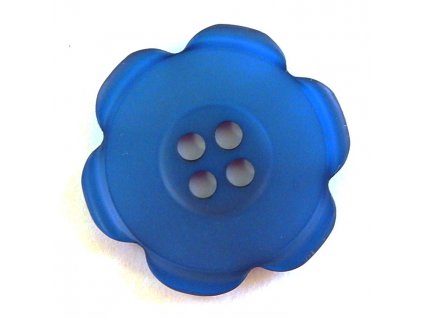 GU316, Plastový knoflík, modrý, kytička, 35 mm / 1 kus