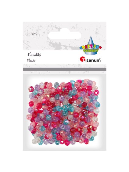 Korálky plast., broušené, mix barev, 6mm, 30g/bal.