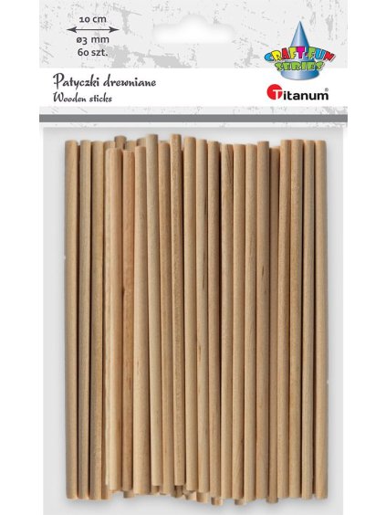 Špejle dřevěné tyčky, přírodní, 10x0,3cm, 60ks/bal.