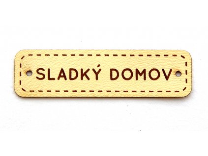 N125, Nášivky, Sladký domov, EKO kůže světlá, 59x16mm, 1ks