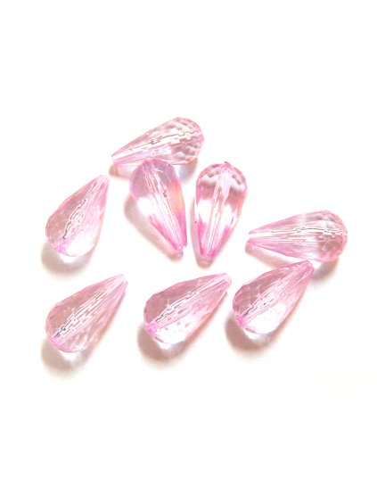 Plastový korálek, slza, hruška, barva růžová, 21x11mm, 20ks/bal.