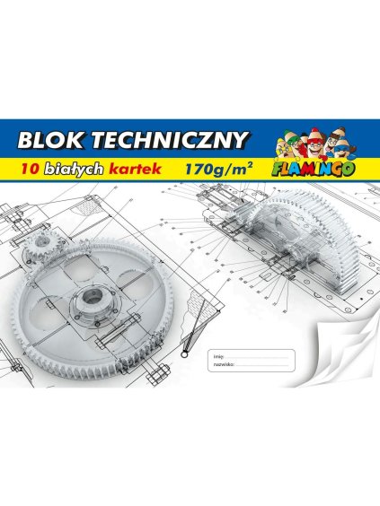 Psací blok, karton, technický, 10 listů, 170g,  A4