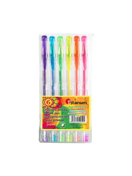 Gelové popisovače, fluorescenční, hrot 1mm, 6ks/bal.