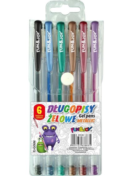 Gelové metalické popisovače, hrot 0,7mm, 6ks/bal