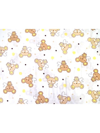 Bavlněná látka, panel 50x80 cm, HNĚDÉ MYŠKY