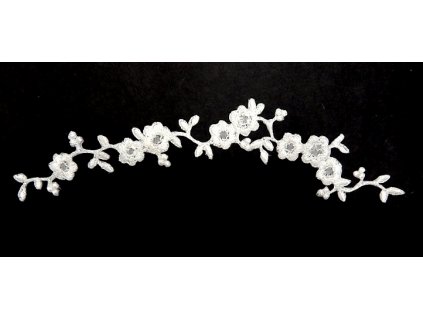 N450, Nažehlovačka, krémové květy třpytivé, 24 x 3,5 cm, 1 kus